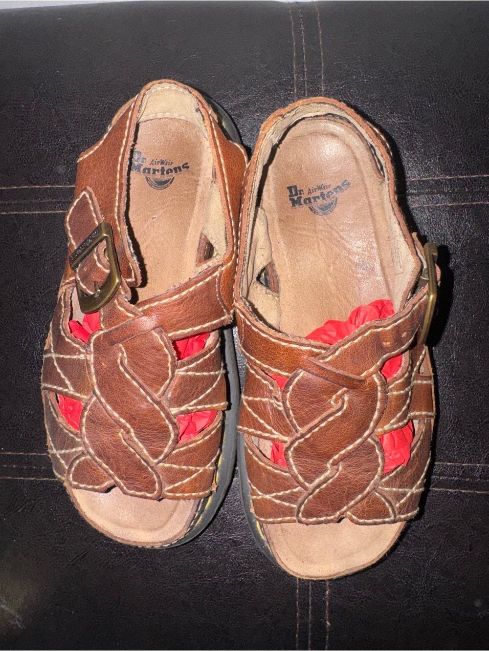RARE VTG Dr Martens Brown Fisherman Sandals Womens US 9 Chunky Leather Y2K 90s